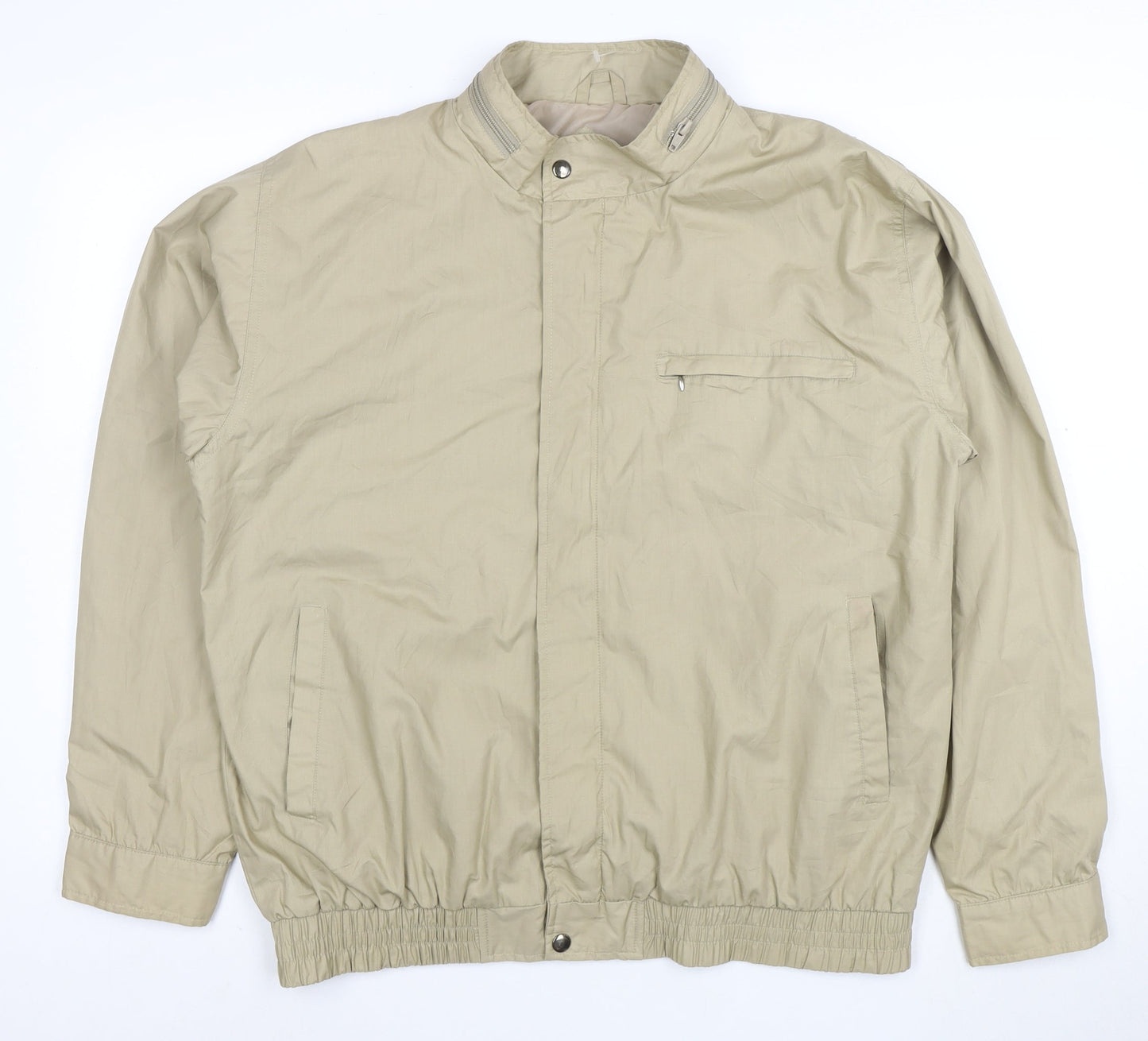 Rene Lezard Mens Beige L Bomber Jacket Cotton Blend Classic Style