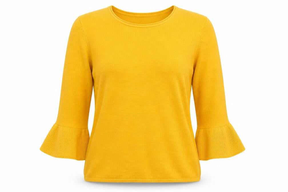 TR Women Yellow Bell Sleeve Jumper Size 10 Cotton Blend Knit