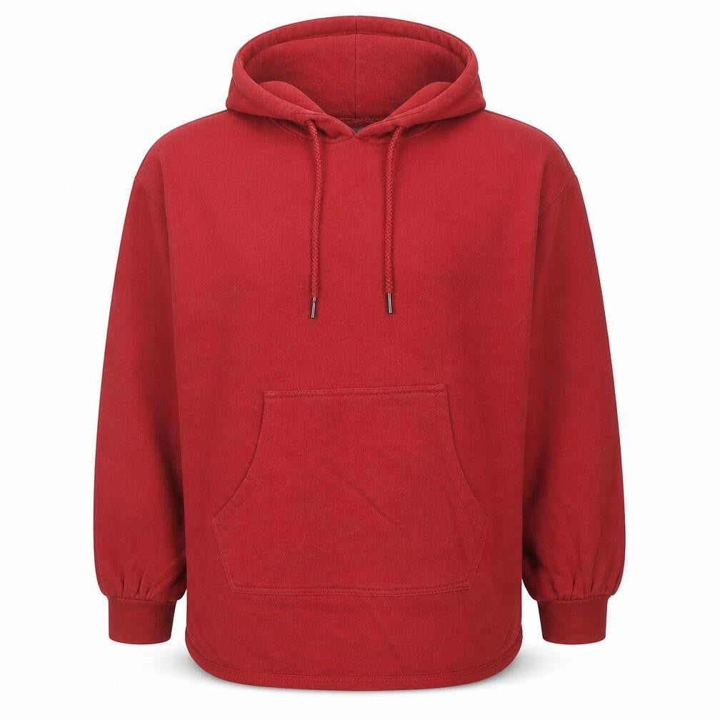 ICHI Unisex Red Pullover Hoodie Medium Regular Fit Cotton Blend