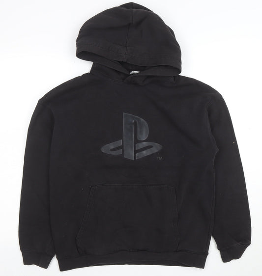H&M Boys Black PlayStation Pullover Hoodie Size 14+ Cotton Blend