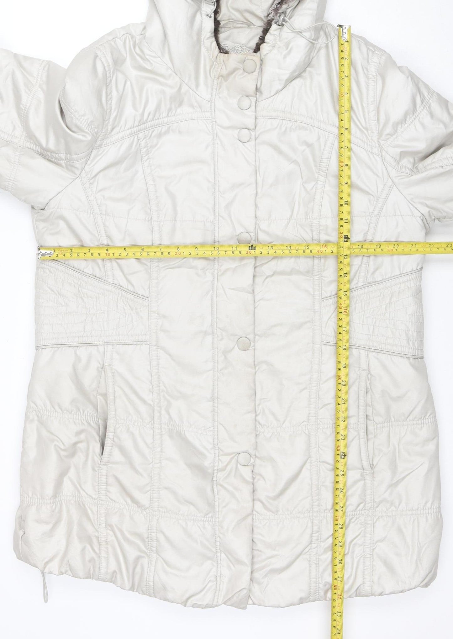 Betty Barclay Womens Beige Hooded Puffer Coat Size 16