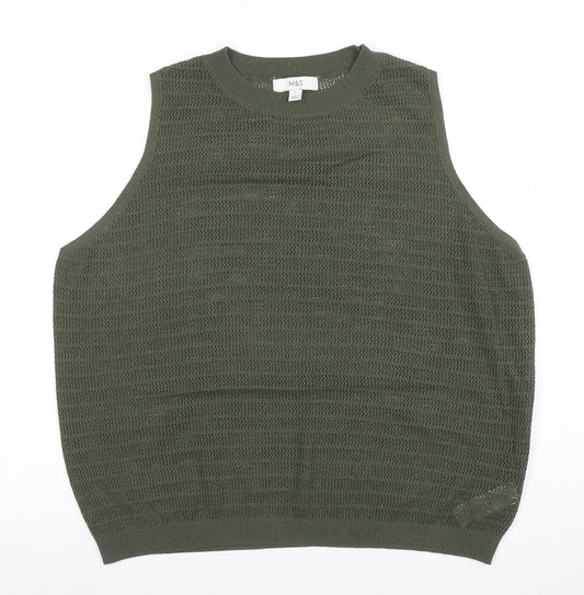Marks and Spencer Women’s Green Open-Knit Sleeveless Vest Jumper Size L