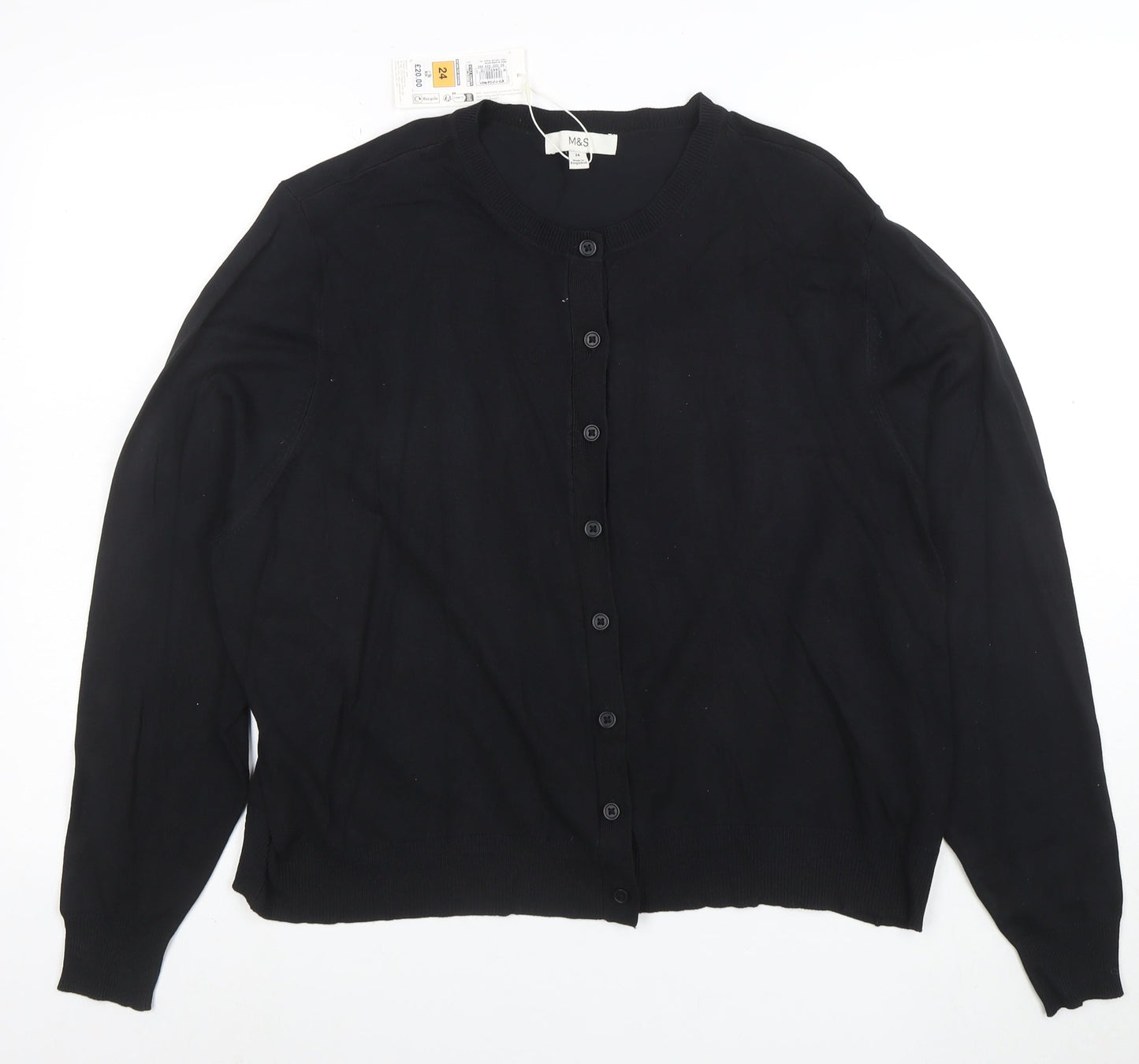 Marks and Spencer Women's Black Size 24 Crew Neck Cardigan
