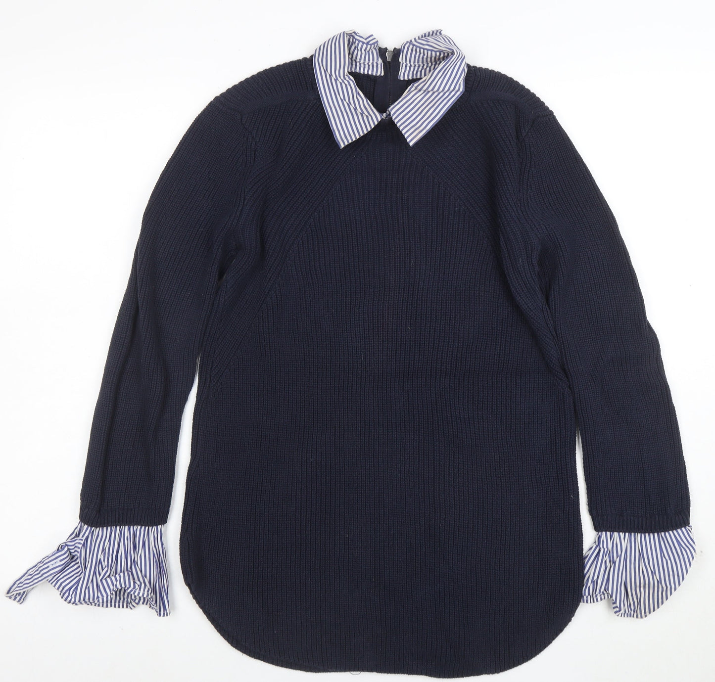 Next Women’s Blue Collared Knit Cotton Jumper Size 10