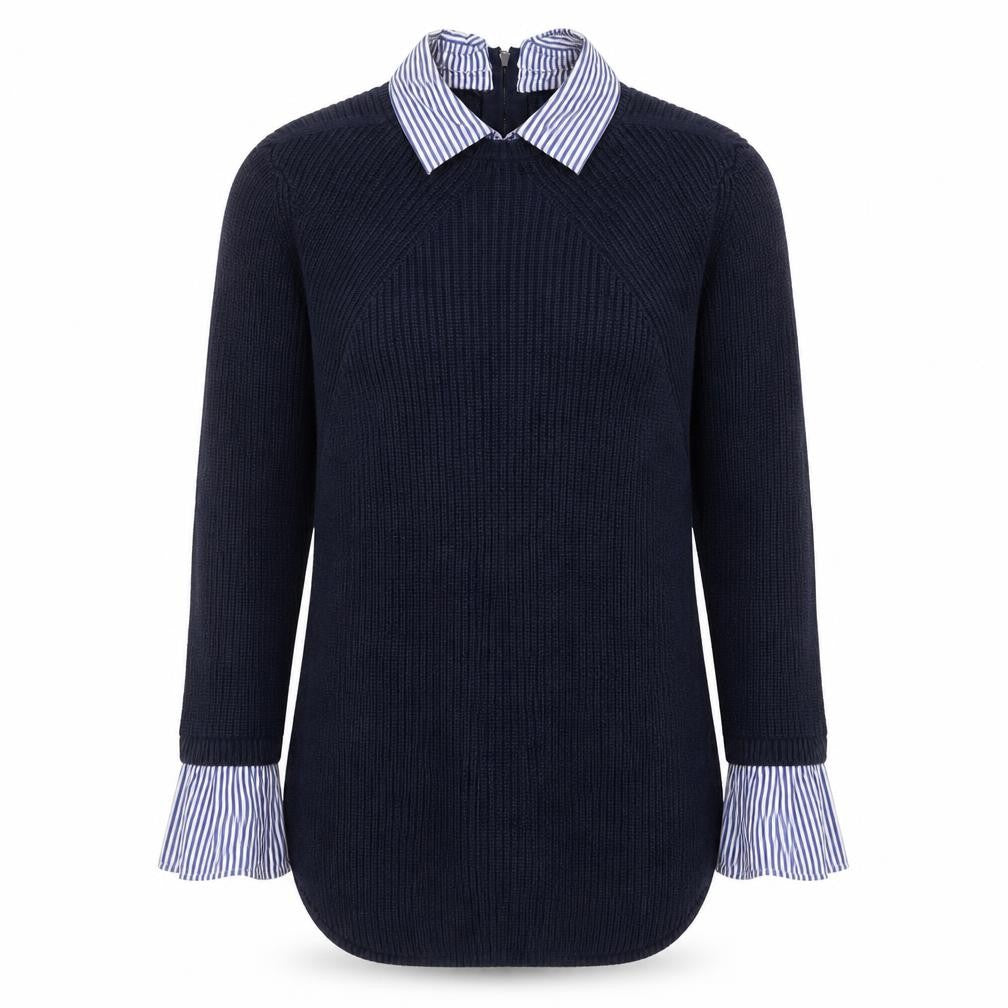 Next Women’s Blue Collared Knit Cotton Jumper Size 10