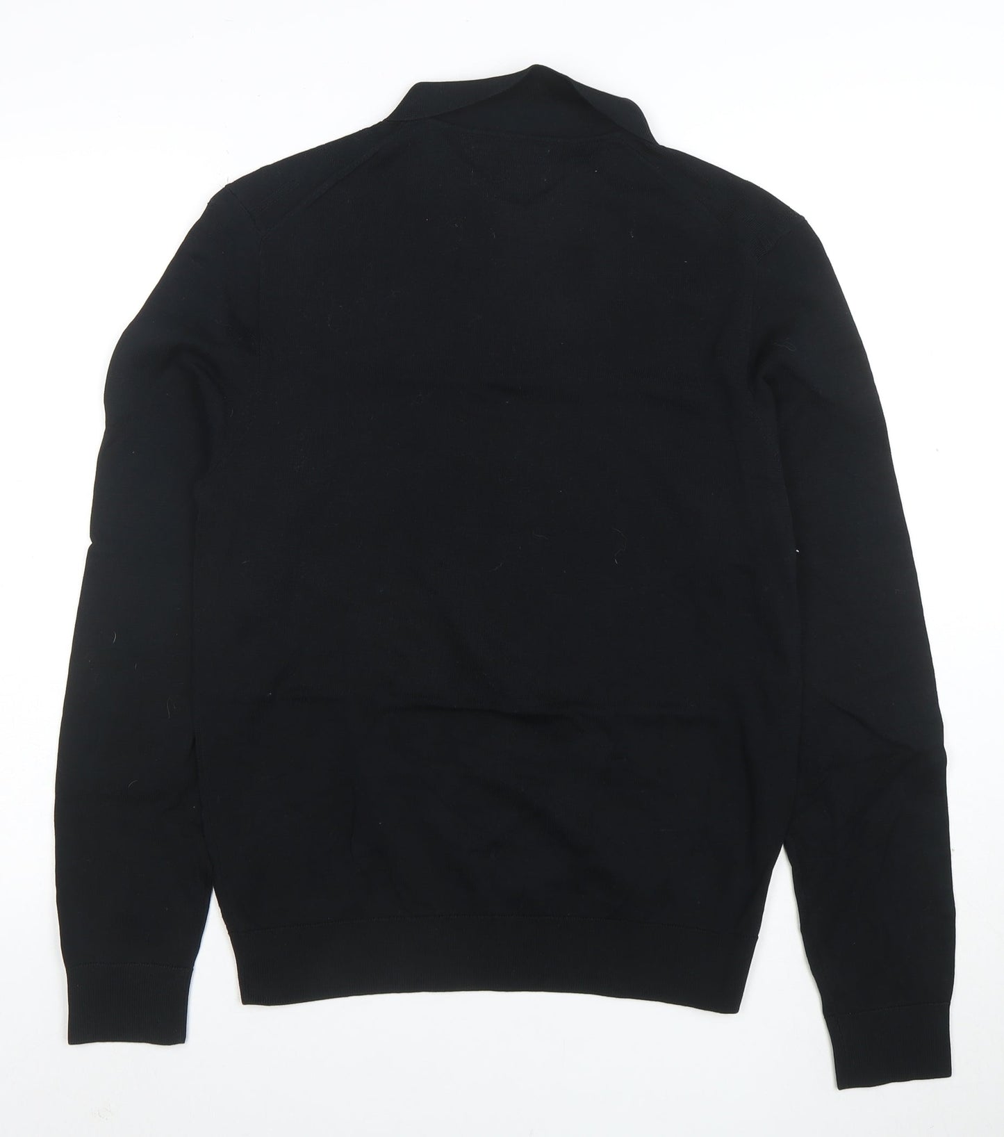 Marks and Spencer Autograph Men's Black Pure Cotton 1/4 Zip Polo S