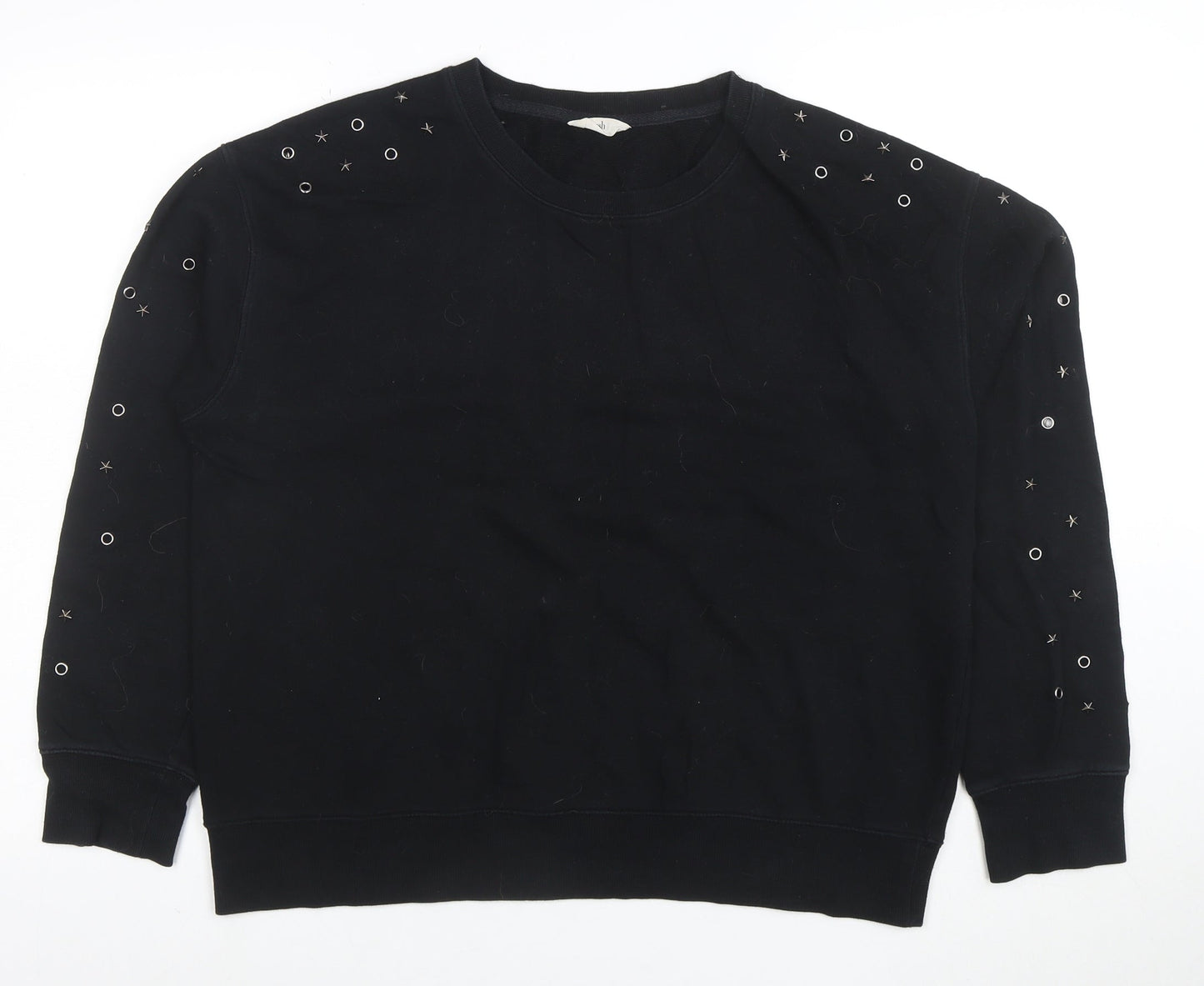 Hush Womens Black Studded Relaxed Pullover Sweatshirt Size L