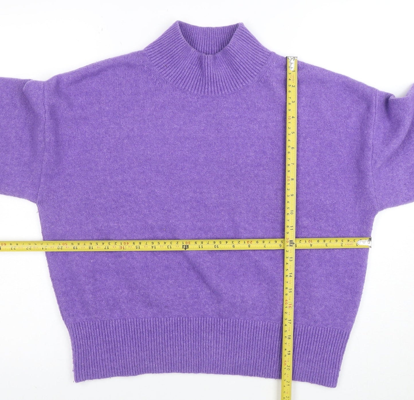 Anders Attelier Women's Purple Mock Neck Wool Blend Jumper S