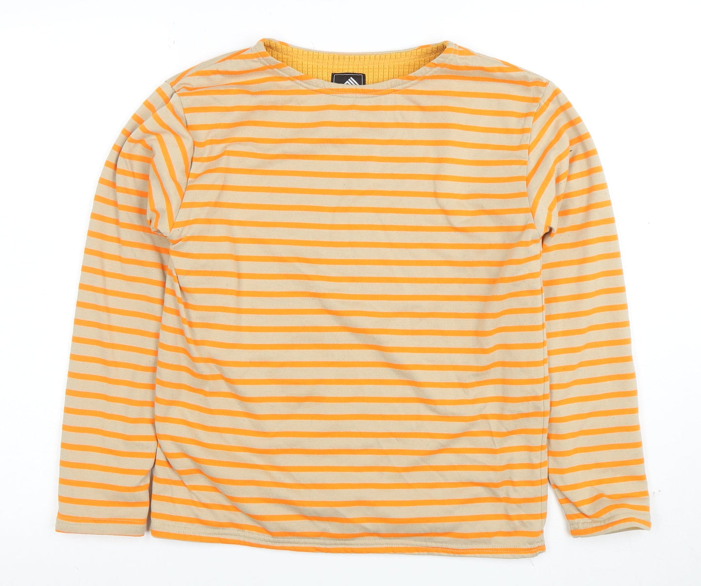 FieldCore Women's Beige Orange Striped Pullover Sweatshirt Size M