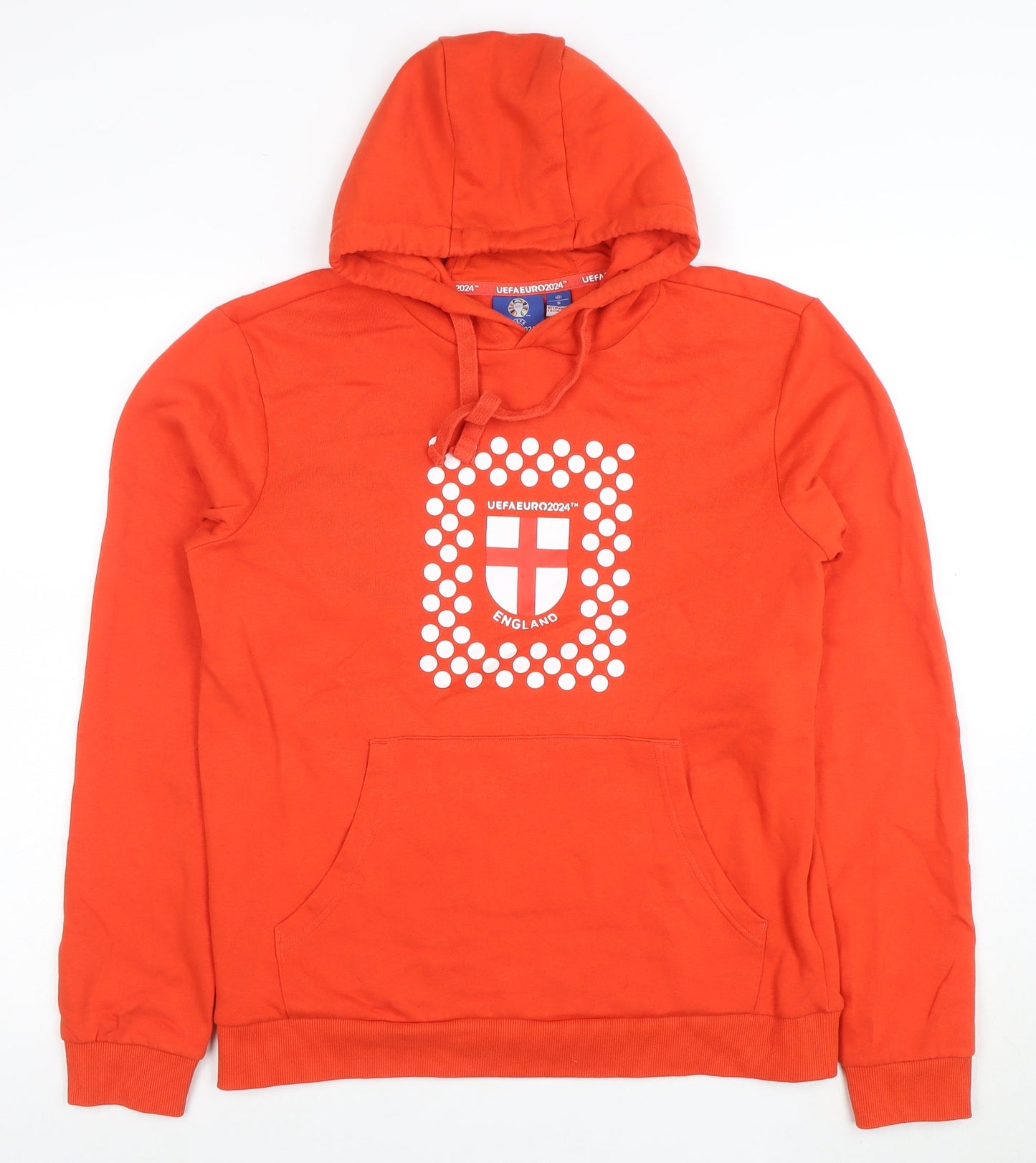 UEFA Euro 2024 England Men's Red Hoodie Small Cotton Blend Pullover