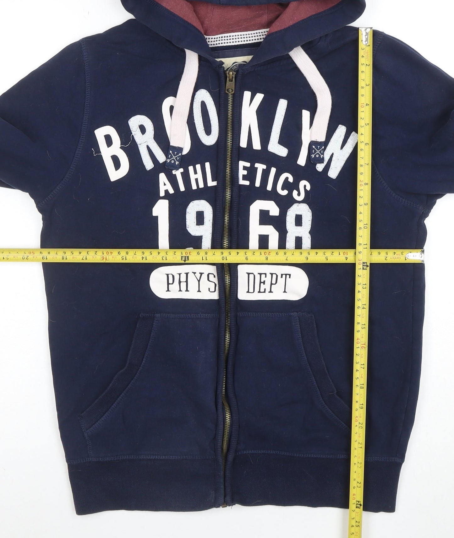 TVOE Men’s Blue Full Zip Hoodie S Brooklyn Athletics 1968 Graphic