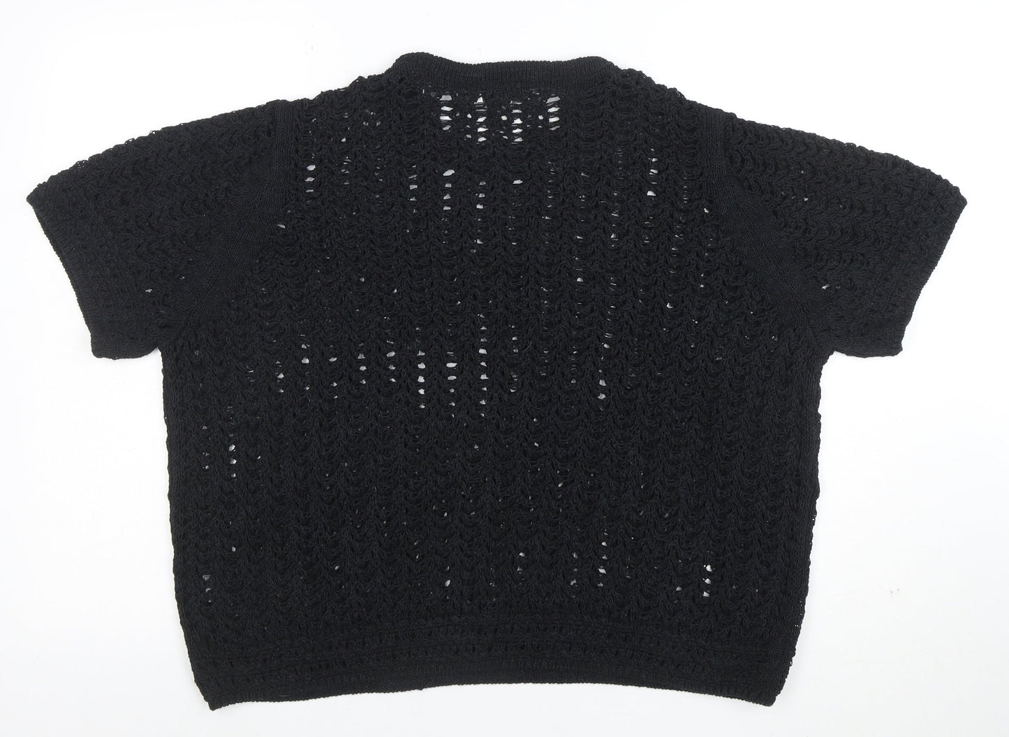 Marks and Spencer Women's Black XL Crochet Knit Short Sleeve Top