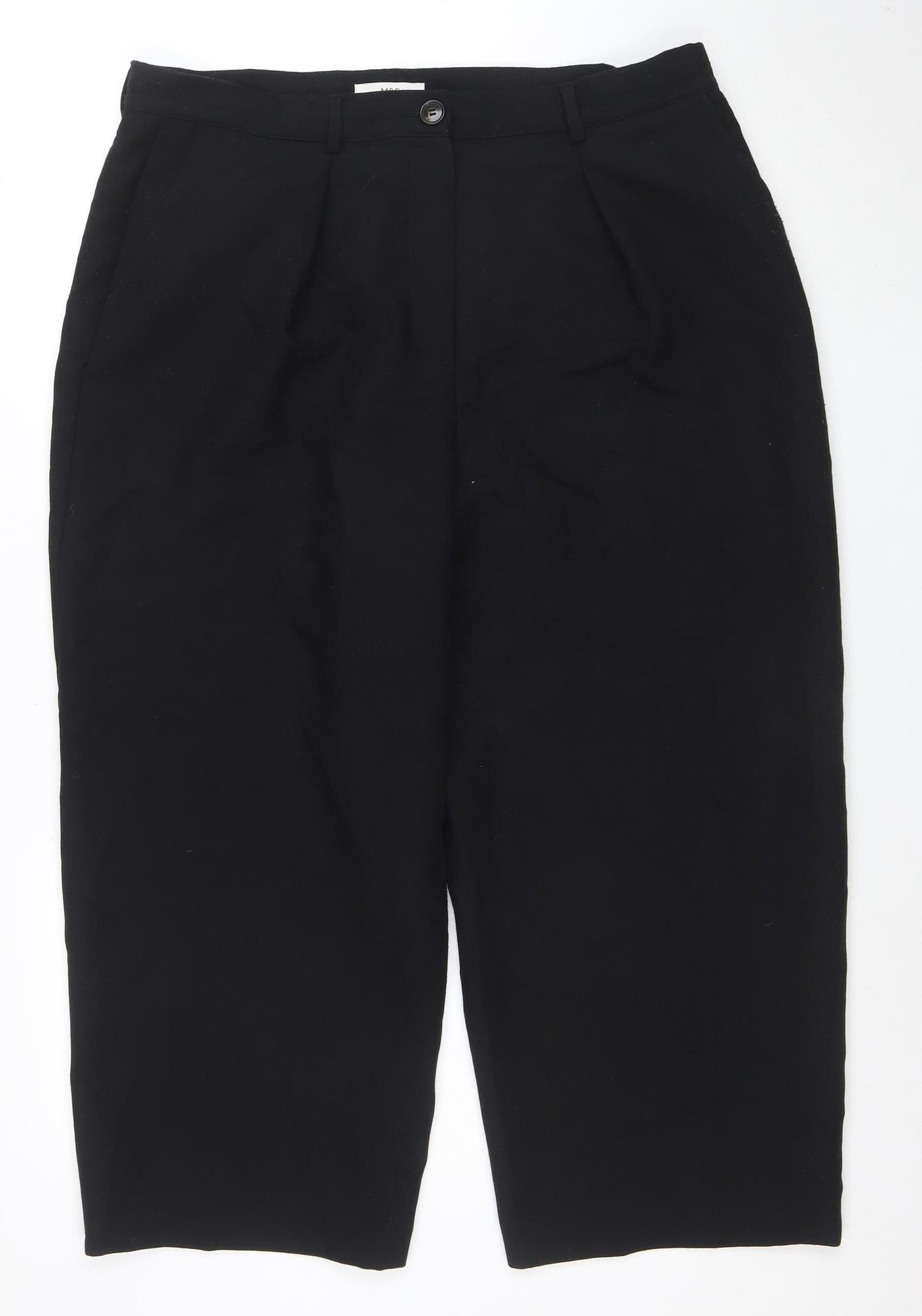 Marks and Spencer Womens Black Stretch Trousers Size 18 Short
