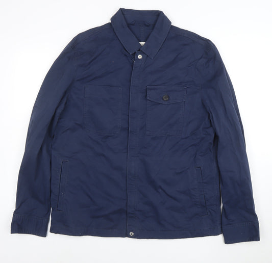 Marks and Spencer Men's Blue Cotton Jacket Size L Casual Zip Front