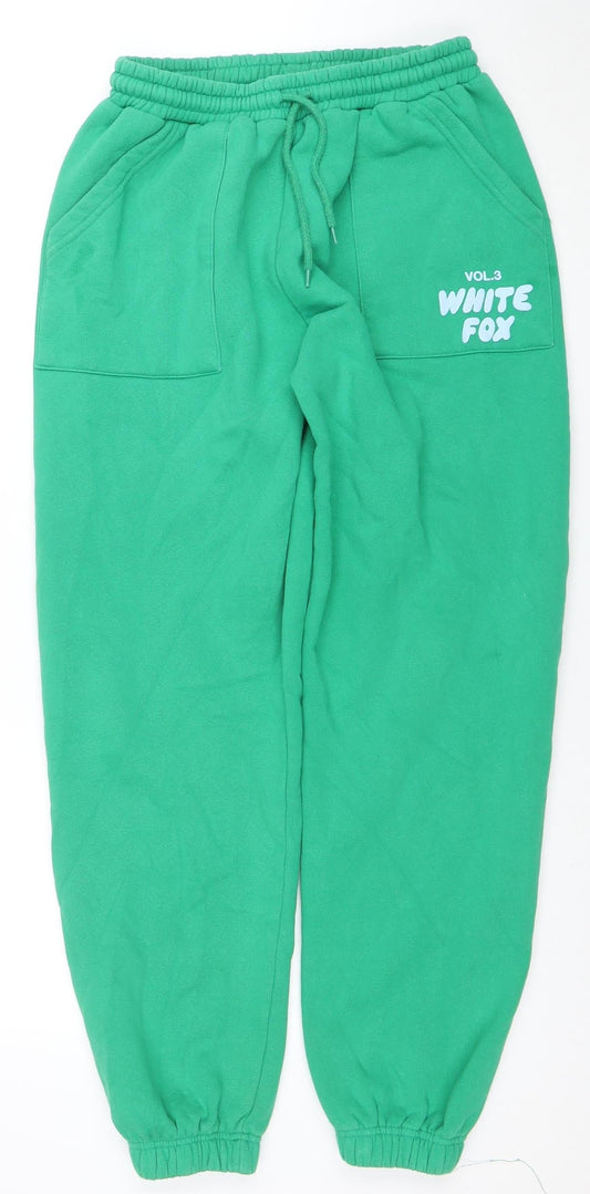White Fox Women Green Jogger Sweatpants Size S Elastic Waist