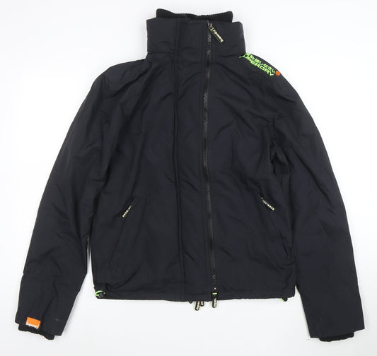 Superdry Men's Black Medium Windcheater Jacket Windproof Lined Zip Up