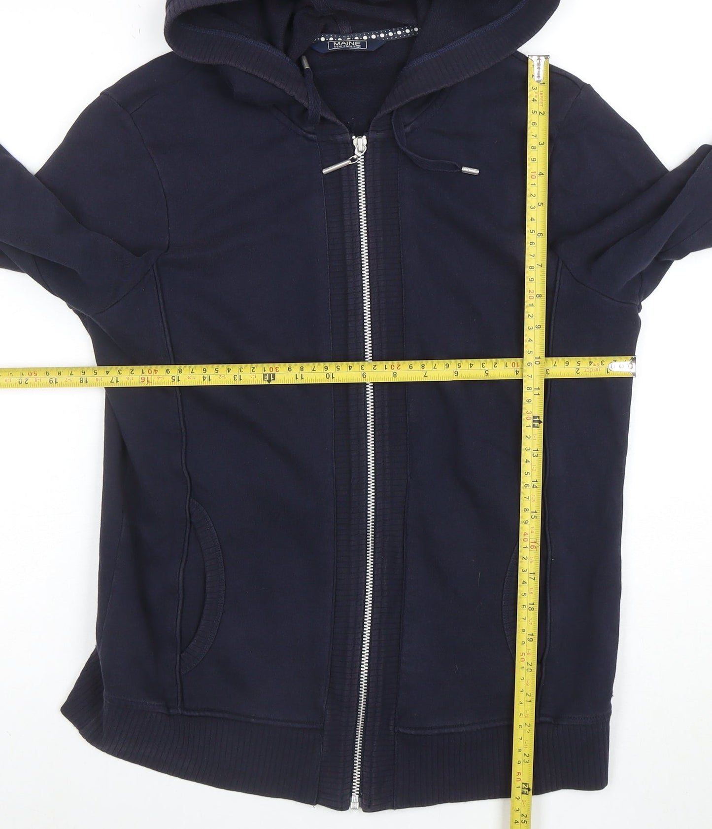 Debenhams Women Navy Full Zip Hoodie Size 14 Cotton Blend