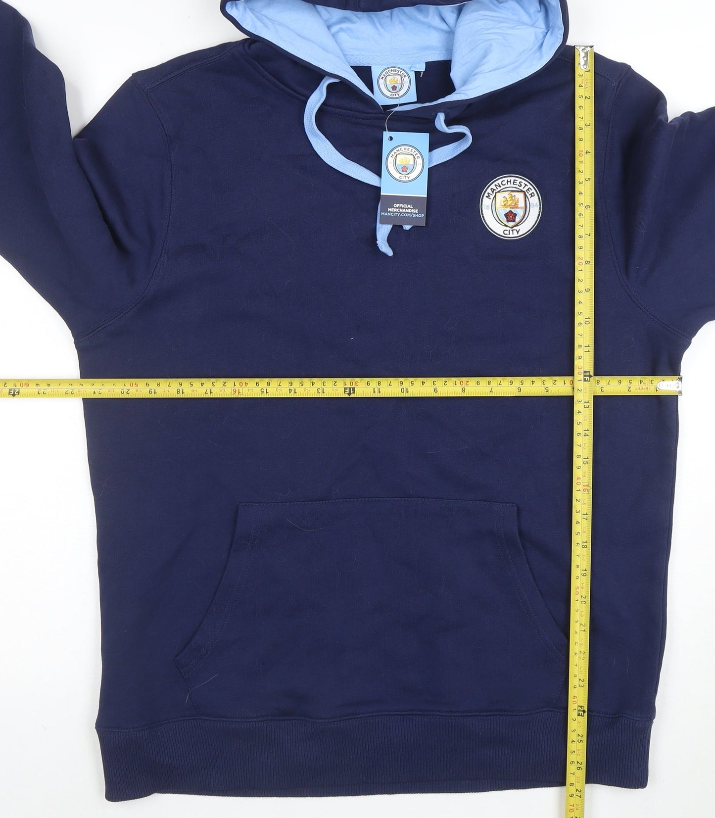 Manchester City Women Navy Blue Pullover Hoodie L Cotton