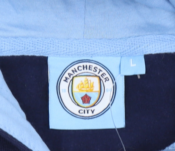 Manchester City Women Navy Blue Pullover Hoodie L Cotton