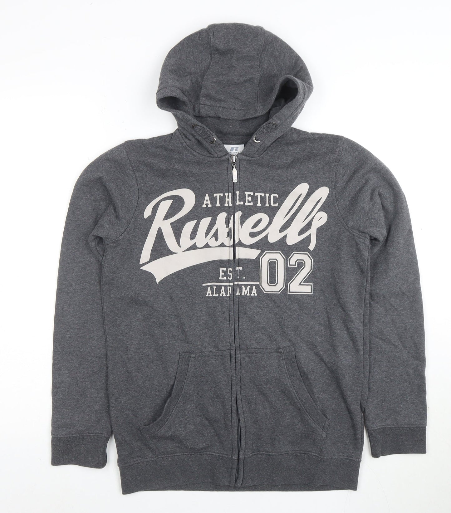 Russell Athletic Boys Grey Full Zip Hoodie Size 12-13 Years Cotton Blend