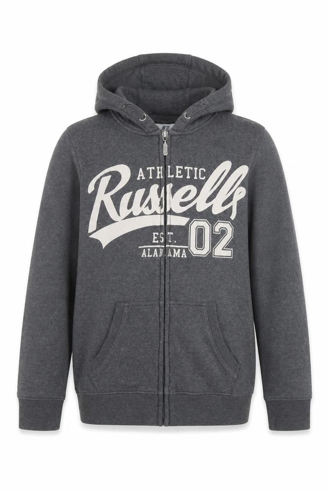 Russell Athletic Boys Grey Full Zip Hoodie Size 12-13 Years Cotton Blend