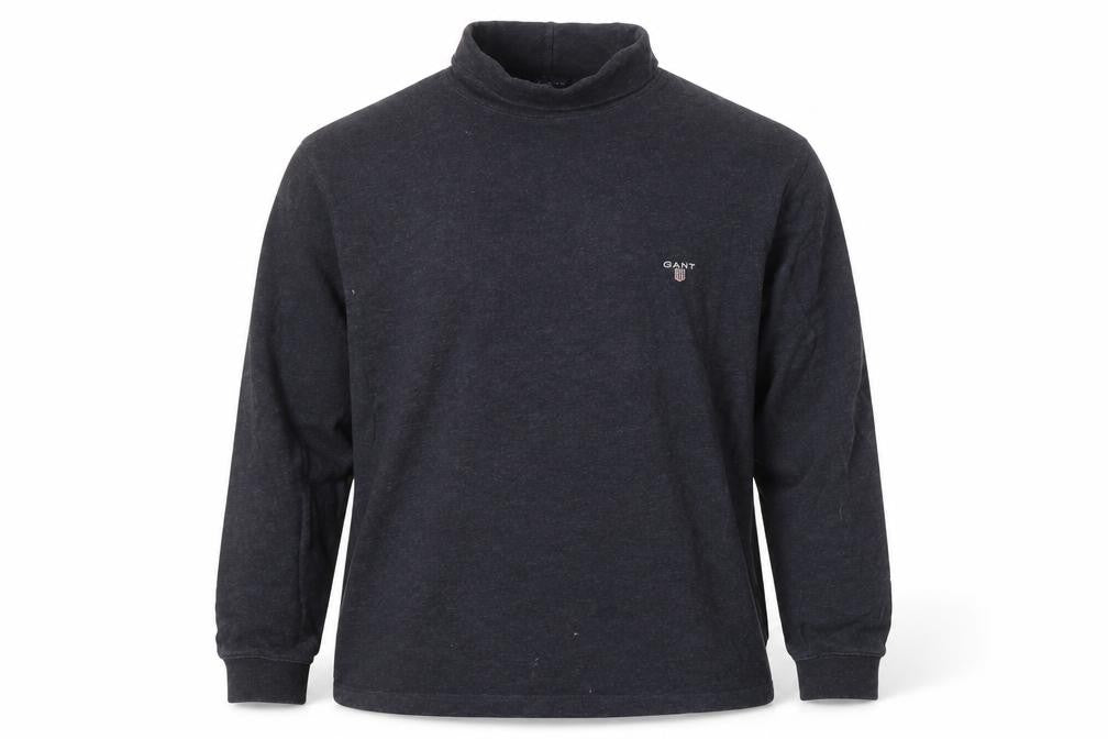 GANT Men's Grey Mock Neck Cotton Sweatshirt M Classic Logo Pullover