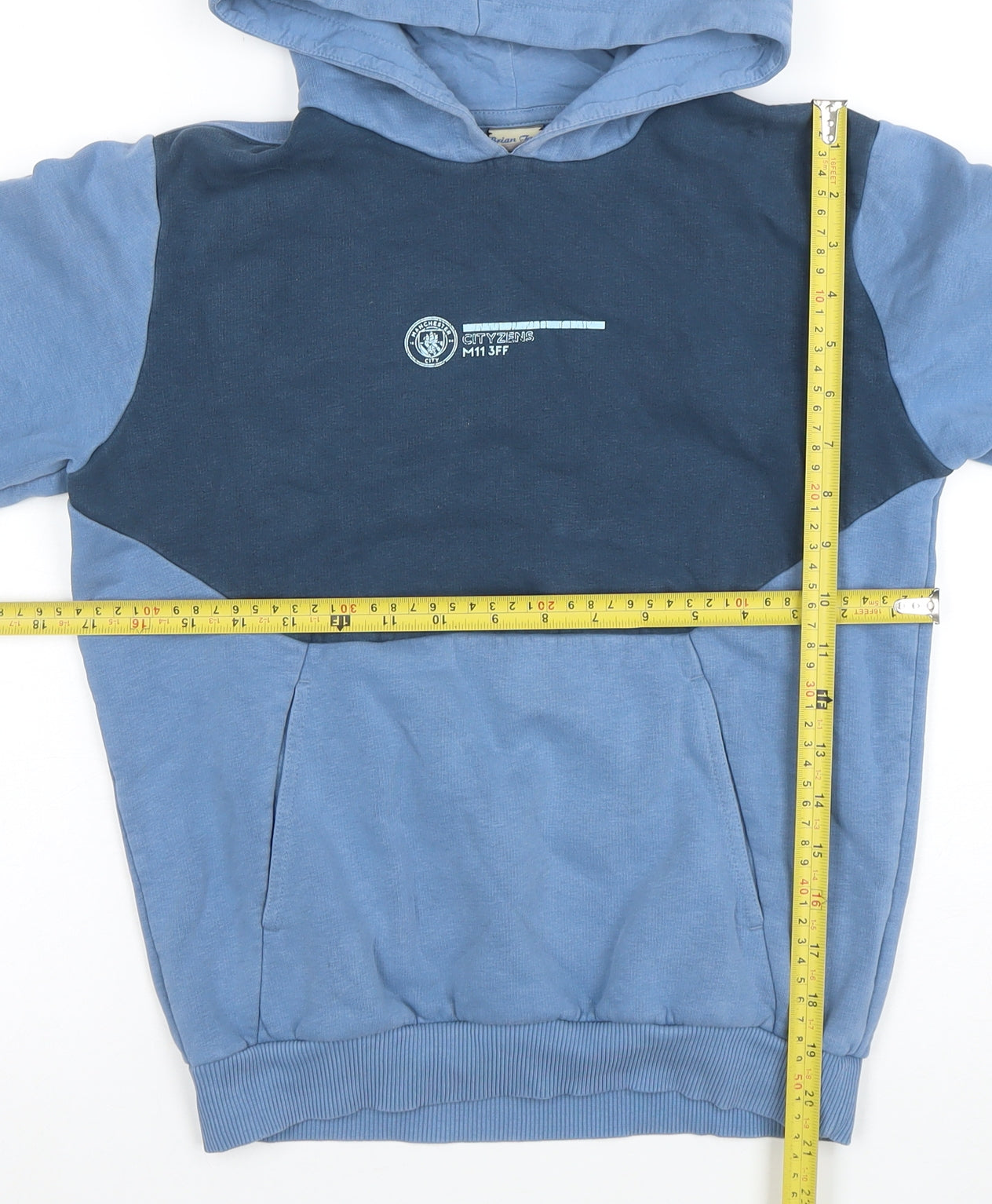 Puma Boys Blue Pullover Hoodie Manchester City Graphic Size 11-12 Years