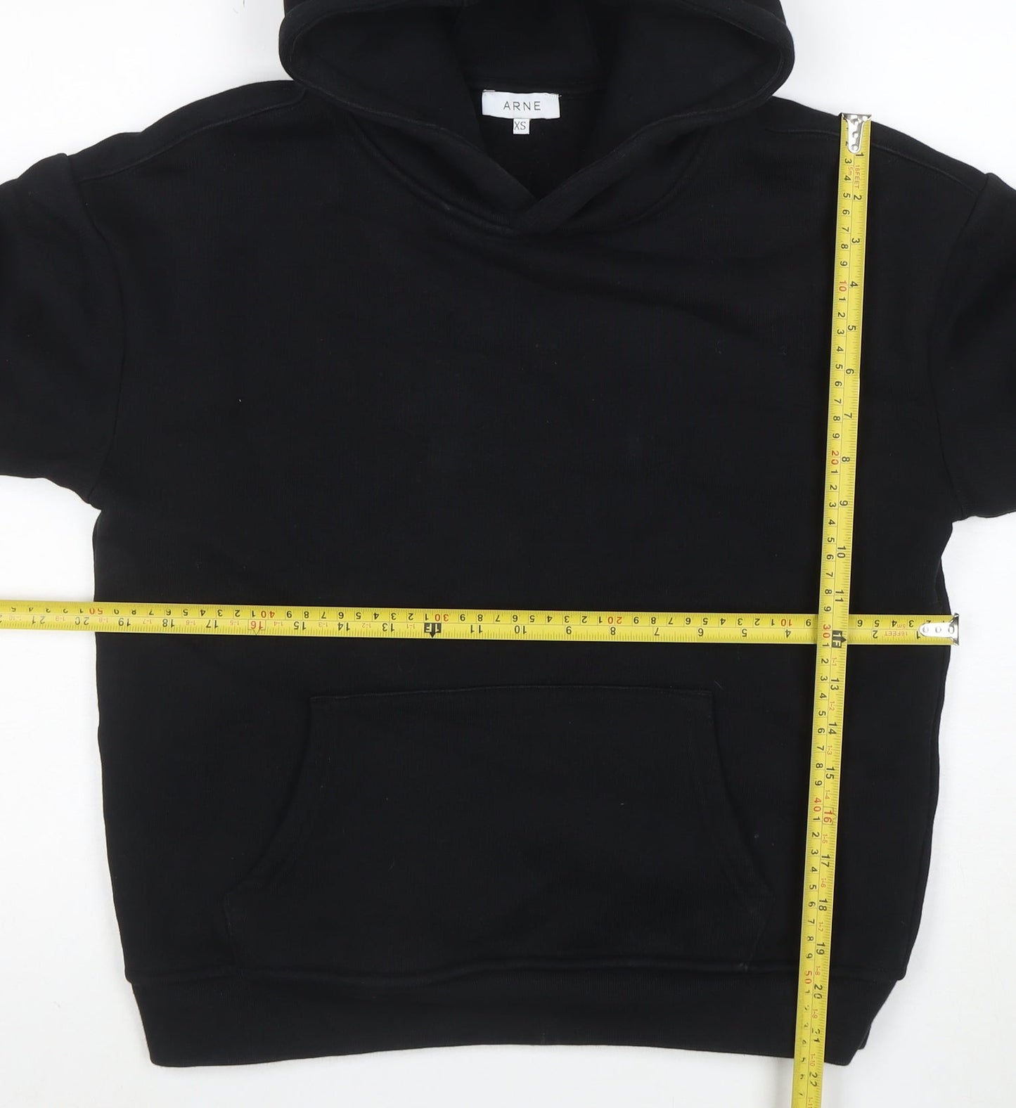 ARNE Womens Black XS Pullover Hoodie Cotton Blend Casual