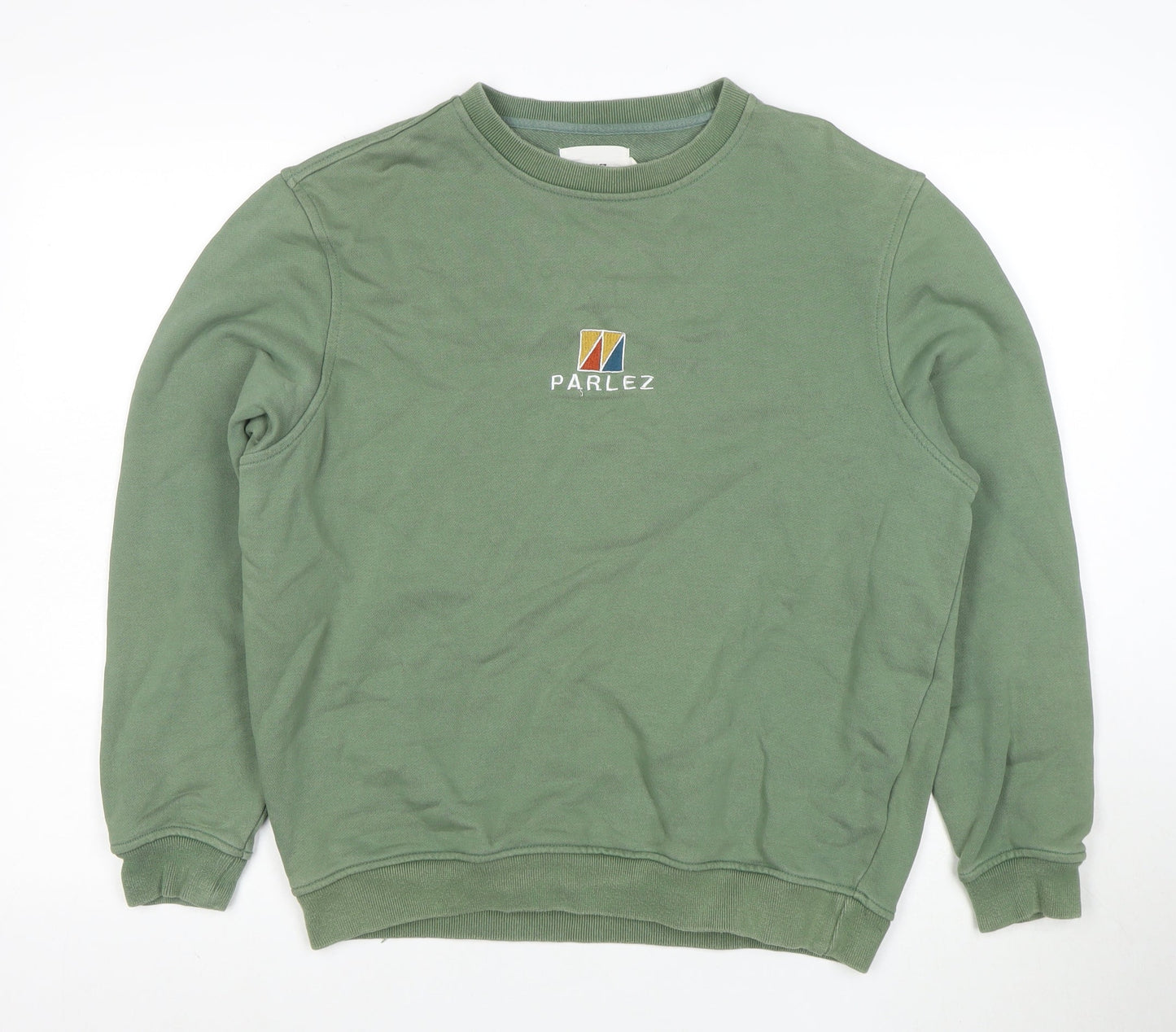 Parlez Men's Green Embroidered Crew Neck Sweatshirt Size M