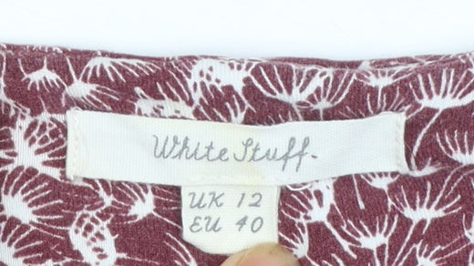 White Stuff Women Red Floral Jersey Bodycon Dress UK 12