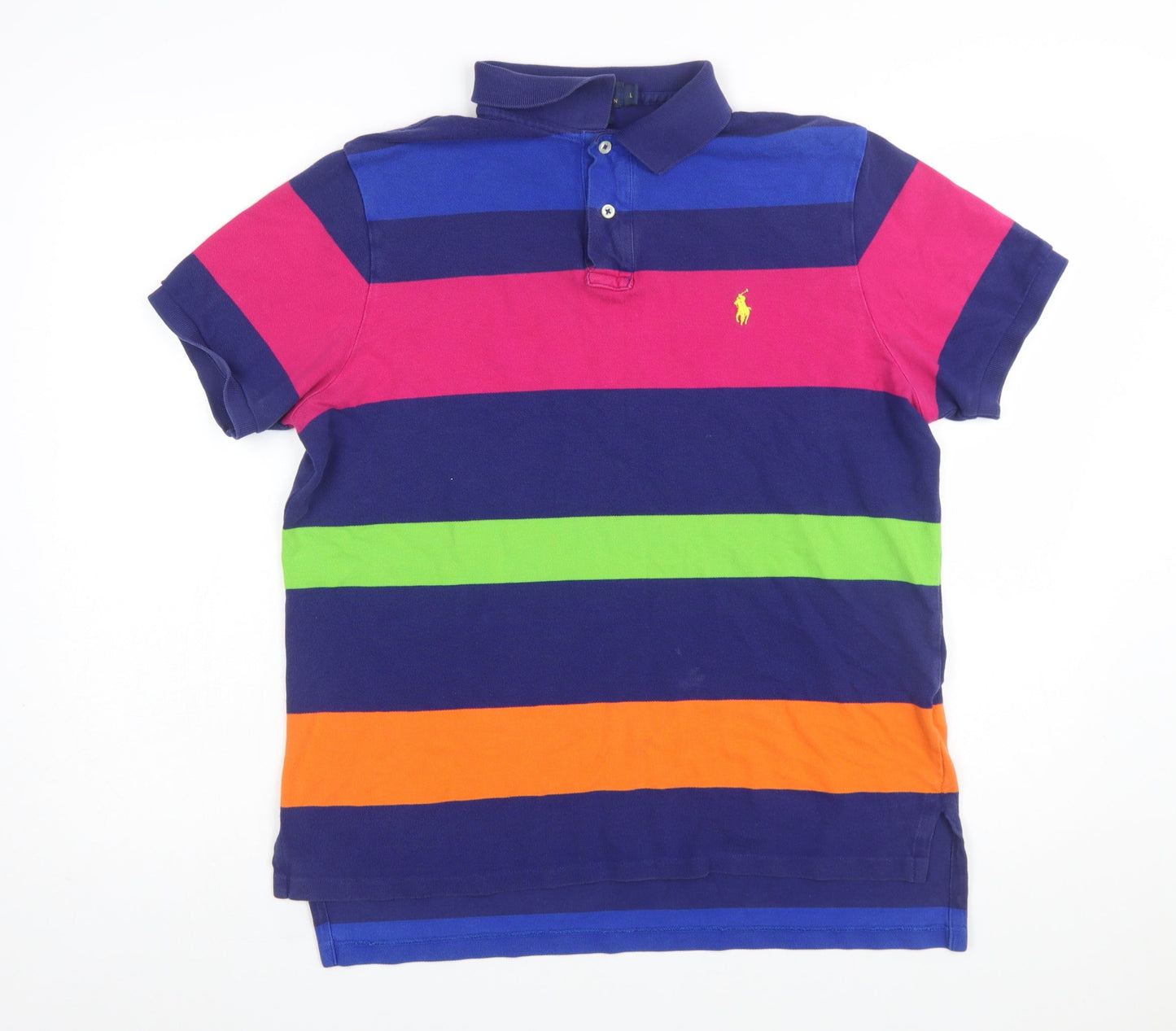 Polo Ralph Lauren Men's Multicoloured Striped L Cotton Polo Shirt