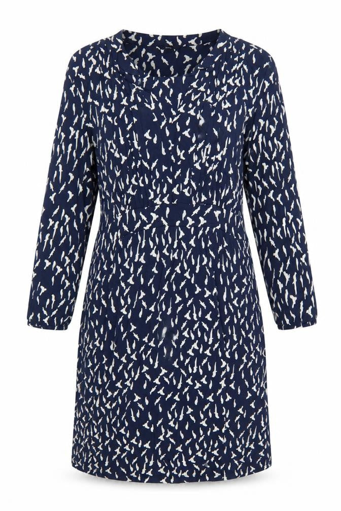 M&Co Women Blue Bird Print Viscose Shift Dress Size 16
