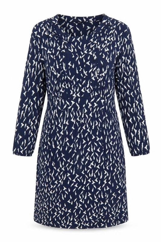 M&Co Women Blue Bird Print Viscose Shift Dress Size 16