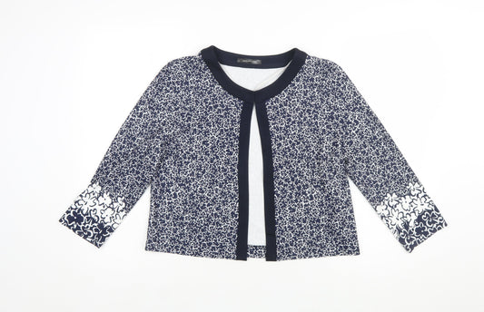 Barbara Lebek Women's Blue Floral Jersey Tunic Blouse Size 12
