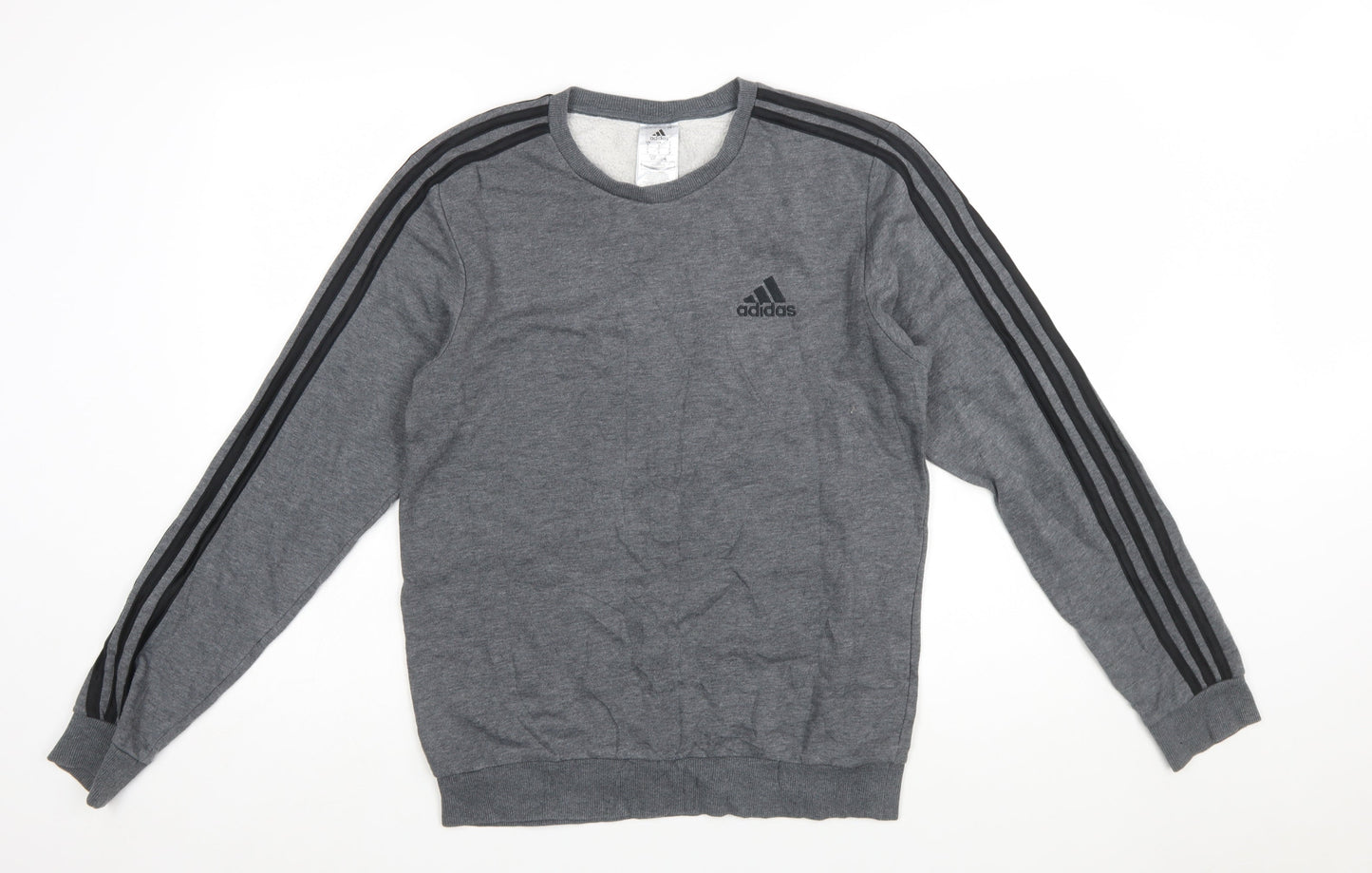 Adidas Men's Grey Pullover Sweatshirt S Crew Neck Sports Fleece