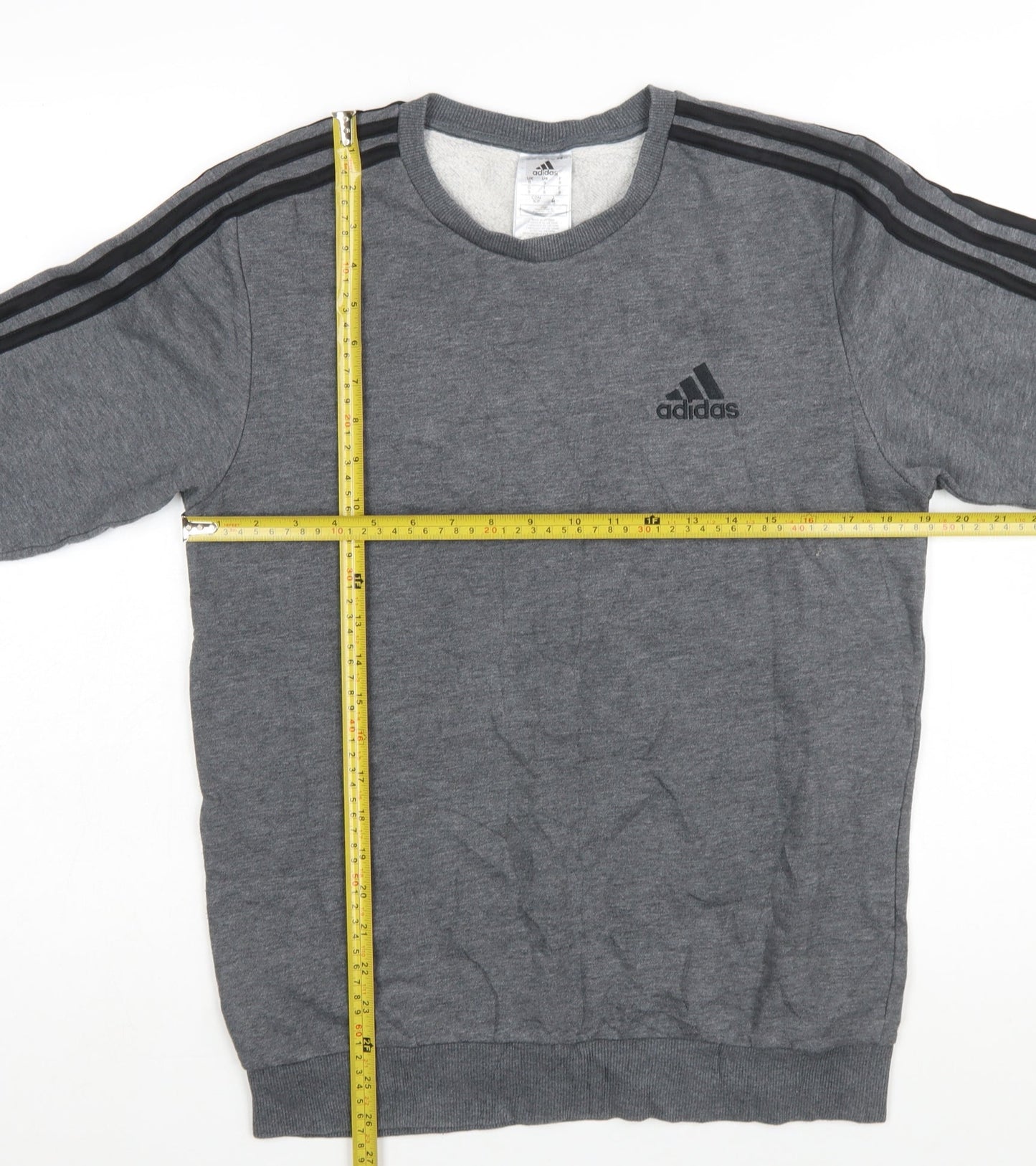 Adidas Men's Grey Pullover Sweatshirt S Crew Neck Sports Fleece
