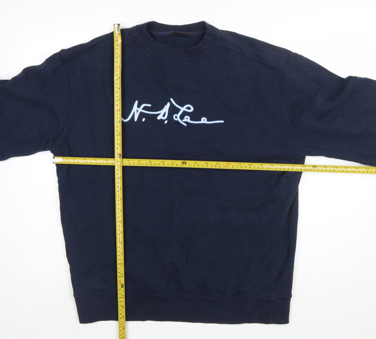 Lee Men's Blue Crew Neck Logo Sweatshirt Size L