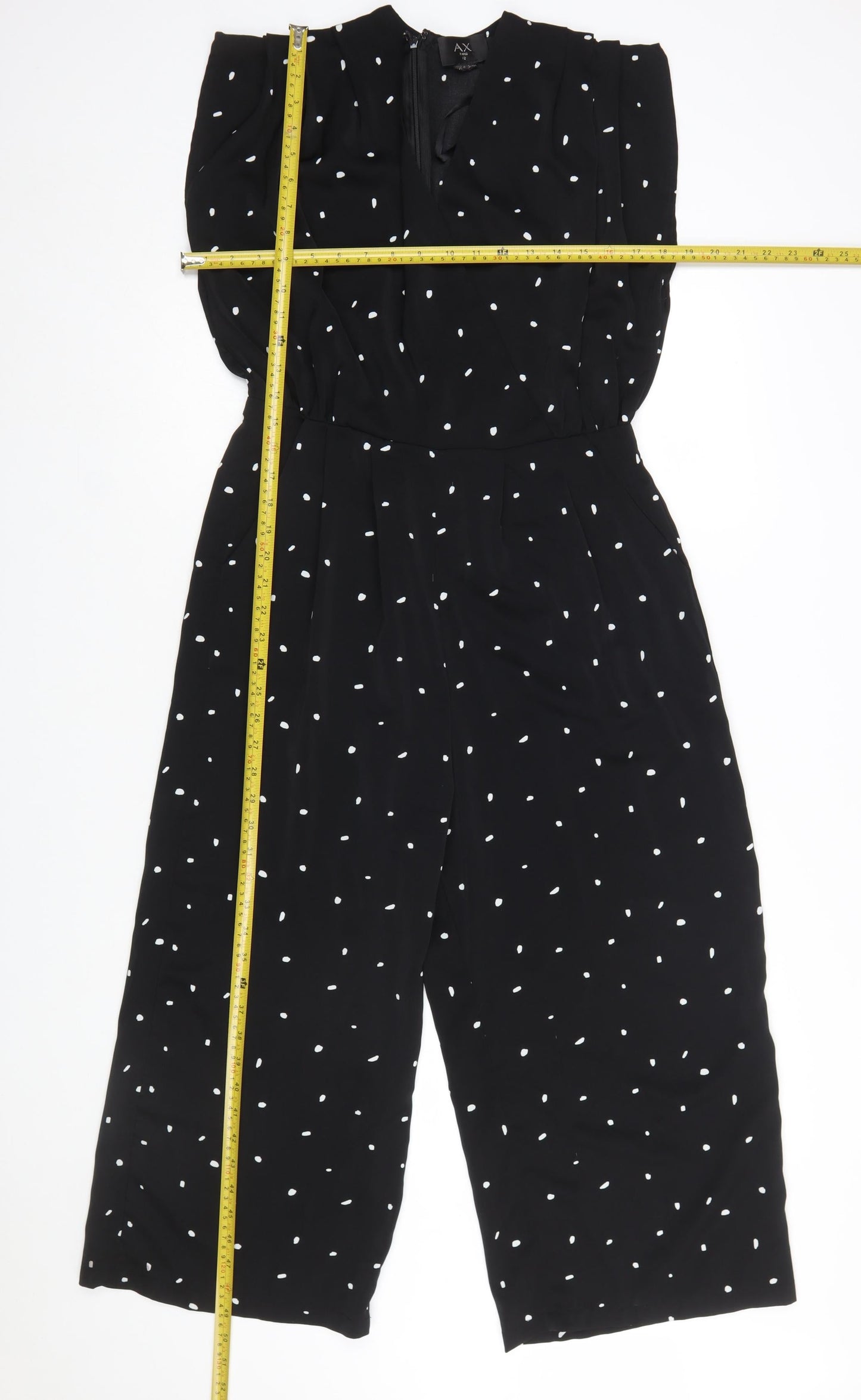 Armani Exchange Women’s Black Polka Dot Sleeveless Wide-Leg Jumpsuit Size 12