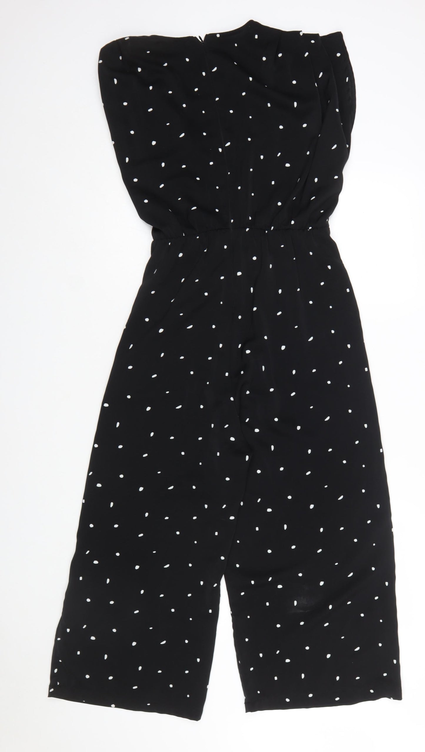 Armani Exchange Women’s Black Polka Dot Sleeveless Wide-Leg Jumpsuit Size 12