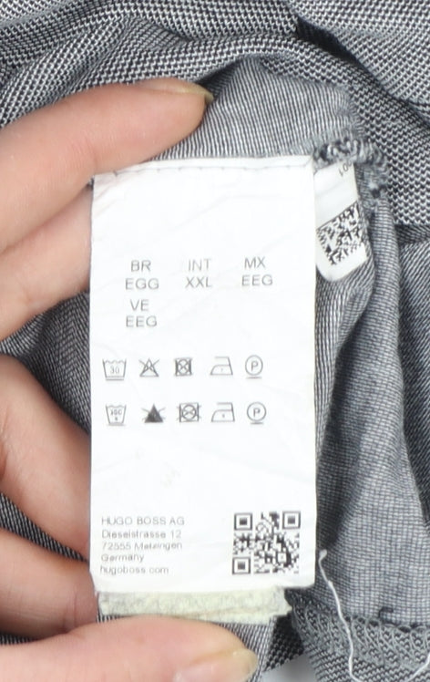 Hugo Boss Men’s Grey 2XL Polo Shirt Cotton Logo Short Sleeve