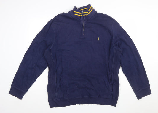 Polo Ralph Lauren Men's Blue XL 1/4 Zip Sweatshirt Mock Neck