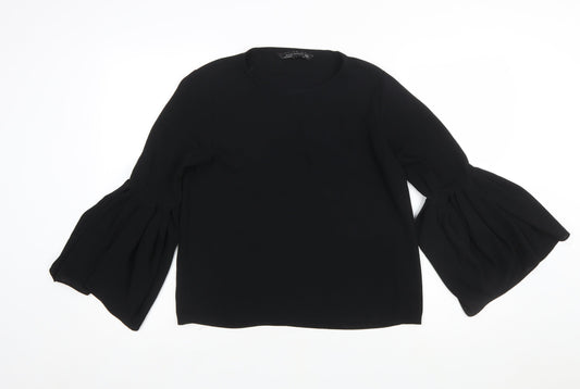 Zara Woman Black Bell Sleeve Blouse XS Women's Woven Top