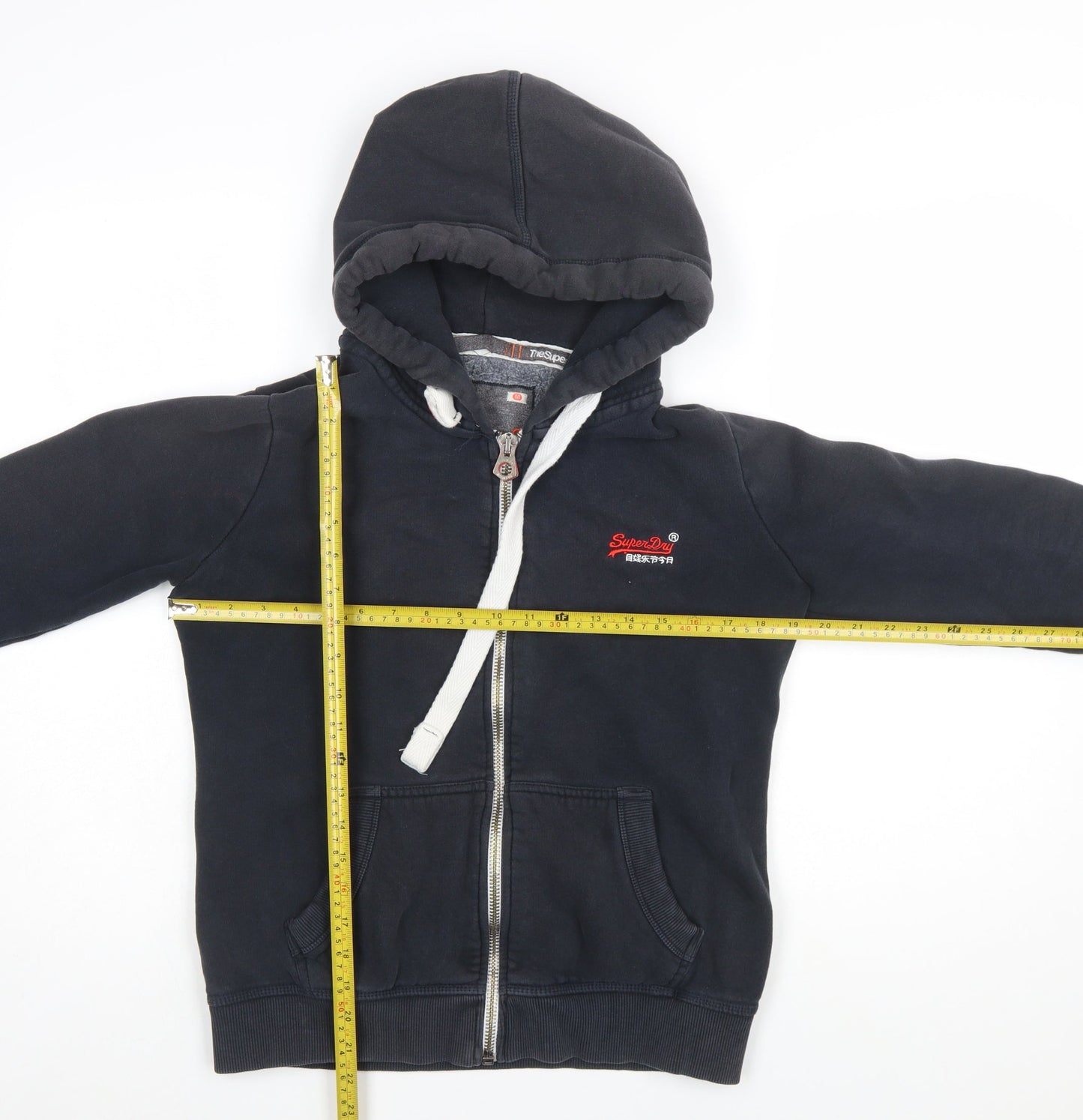 Superdry Men’s Black Full Zip Hoodie Medium Orange Label