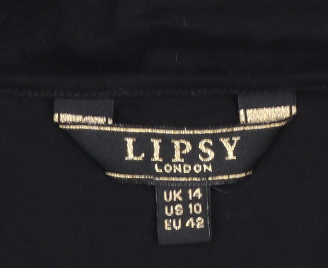 Lipsy London Women's Black Long Sleeve Bodysuit UK 14 Viscose Blend