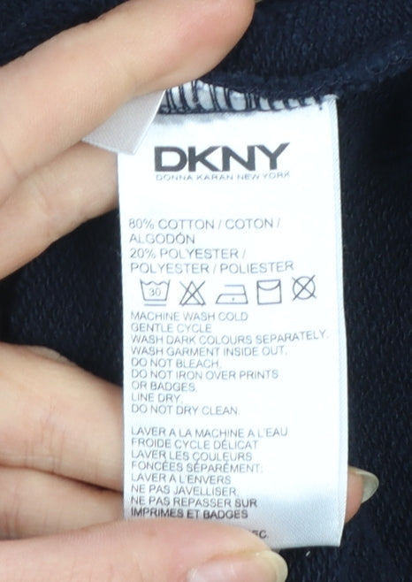 DKNY Women's Navy Blue Cotton Blend Pullover Sweatshirt M