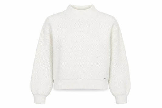 Hollister Women Ivory Mock Neck Chunky Knit Pullover Jumper XS