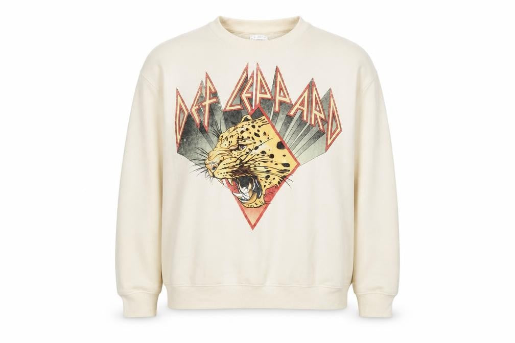 Def Leppard Women's Beige Graphic Crew Neck Sweatshirt Size M 12/14