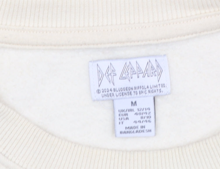 Def Leppard Women's Beige Graphic Crew Neck Sweatshirt Size M 12/14
