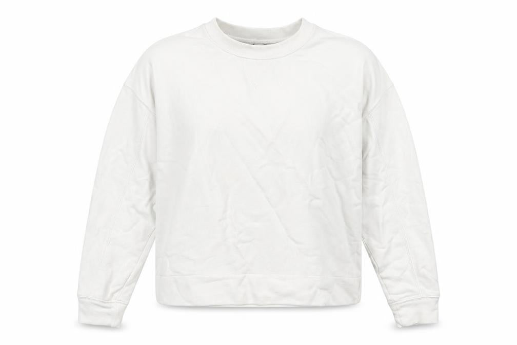 Reiss Womens White Cotton Blend Crew Neck Pullover Sweatshirt M