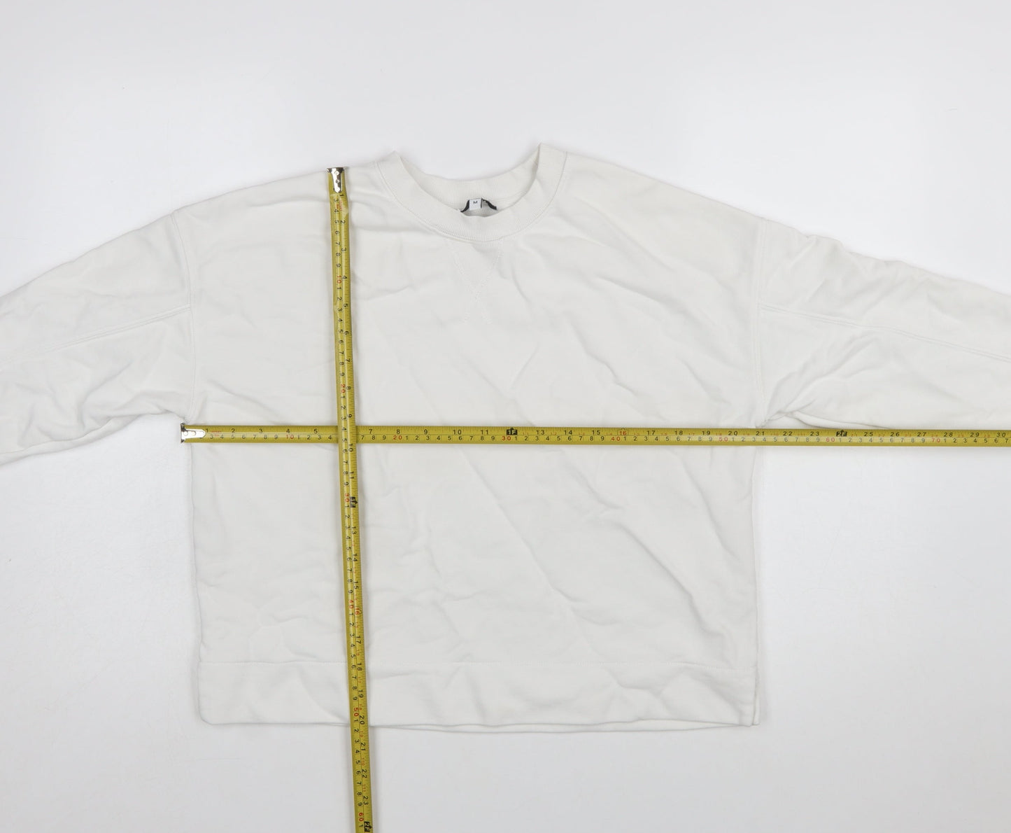 Reiss Womens White Cotton Blend Crew Neck Pullover Sweatshirt M